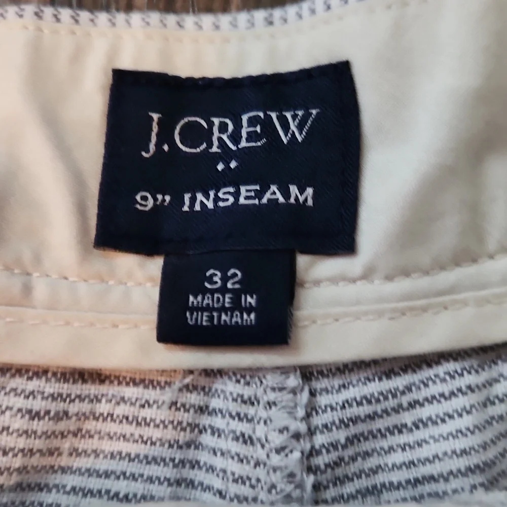 J. Crew Gray and White Stripe Chino Shorts Size 32' 9 ' Inseam